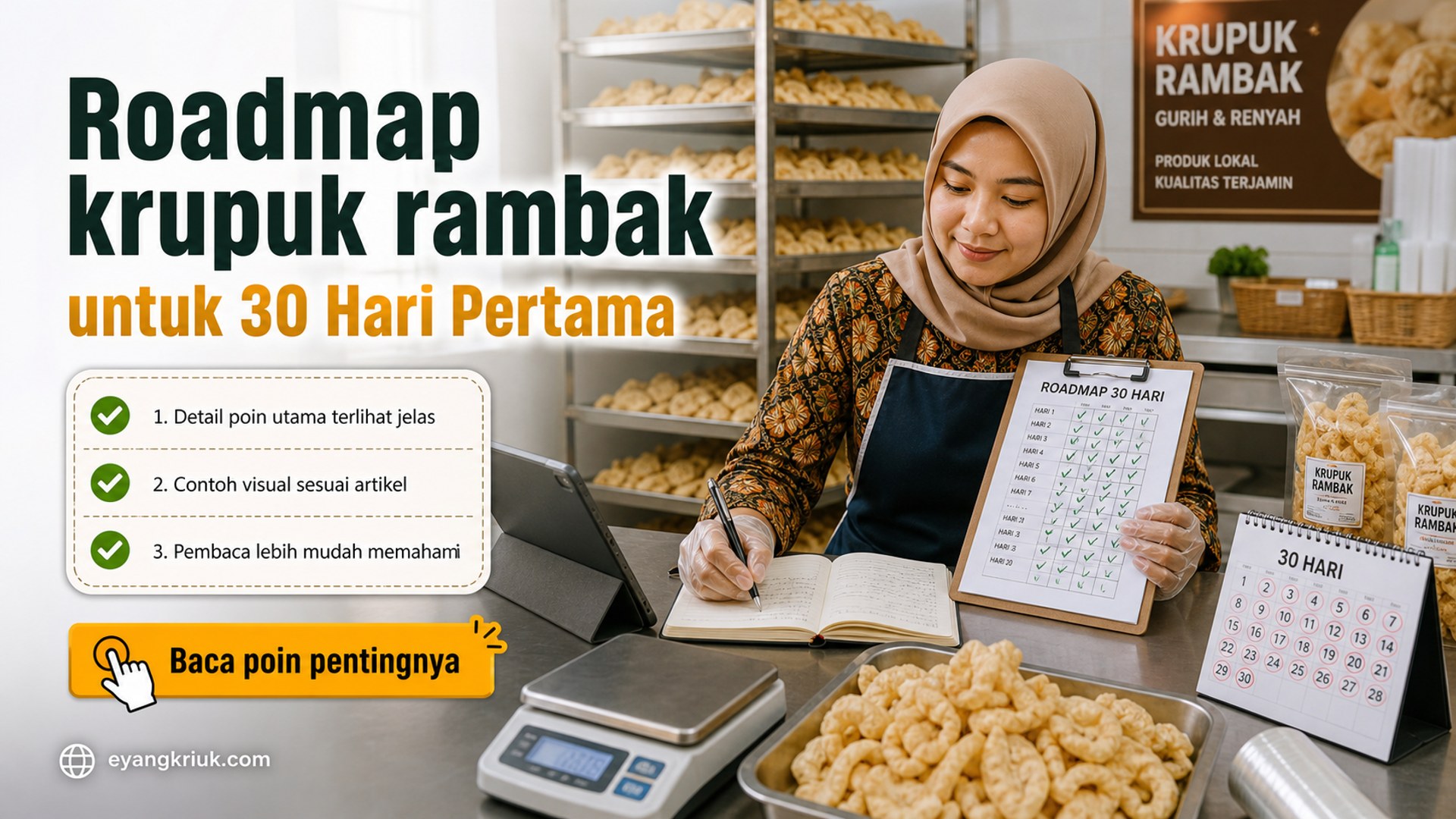 Ilustrasi Roadmap krupuk rambak untuk 30 Hari Pertama